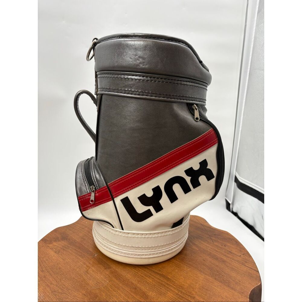 Vintage Lynx Golf Bag White Gray Red Carry Bag Bobcat Logo